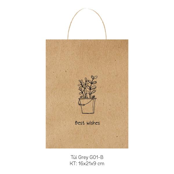 Túi giấy đựng quà G01B-1 - giấy Kraft 16x21x9cm