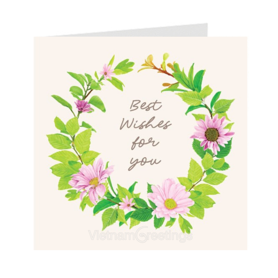 Thiệp chúc mừng Best Wishes -Thiệp Grey 09-BW11 9x9cm