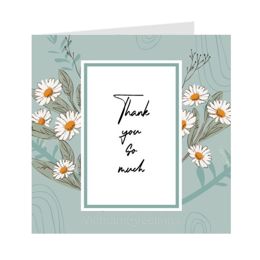 Thiệp cảm ơn Thank you - Thiệp Grey 09-TY23 9x9cm