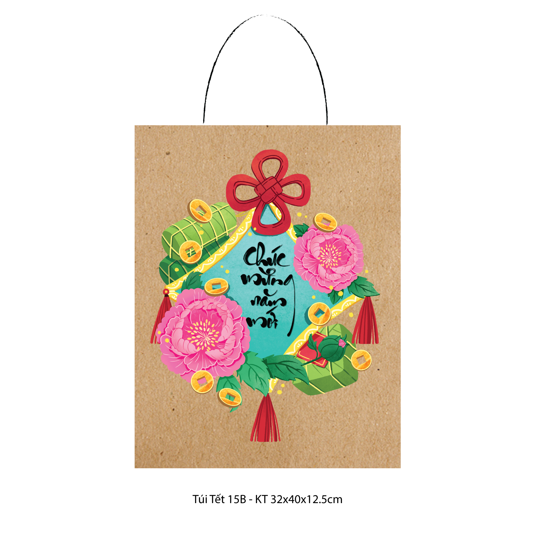 Túi đựng quà Tết, Túi đựng quà chúc mừng năm mới T15B - 31x40x12.5cm 