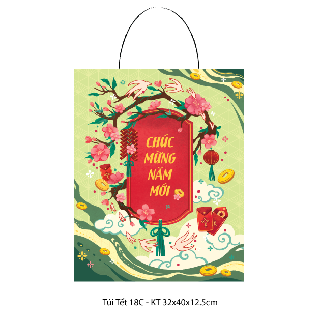 Túi đựng quà Tết, túi đựng quà chúc mừng năm mới T18C - 31x40x12.5cm