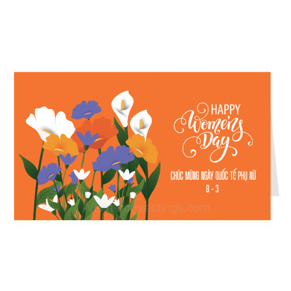 Thiệp chúc mừng ngày phụ nữ ngay 8/3 và ngày 20/10 - Thiệp Grey 11-PN76 KT 10.5x18cm