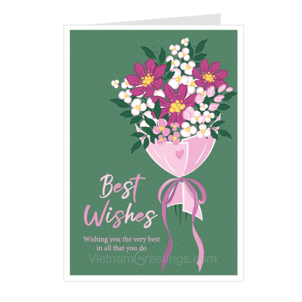 Thiệp chúc mừng Best wishes - Thiệp Grey 10-BW06 - KT10x15cm