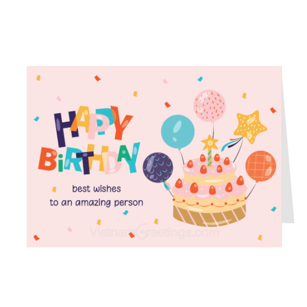 Thiệp sinh nhật Birthday - Thiệp Grey nhỏ 07BD40 – KT 7.5x10.5cm