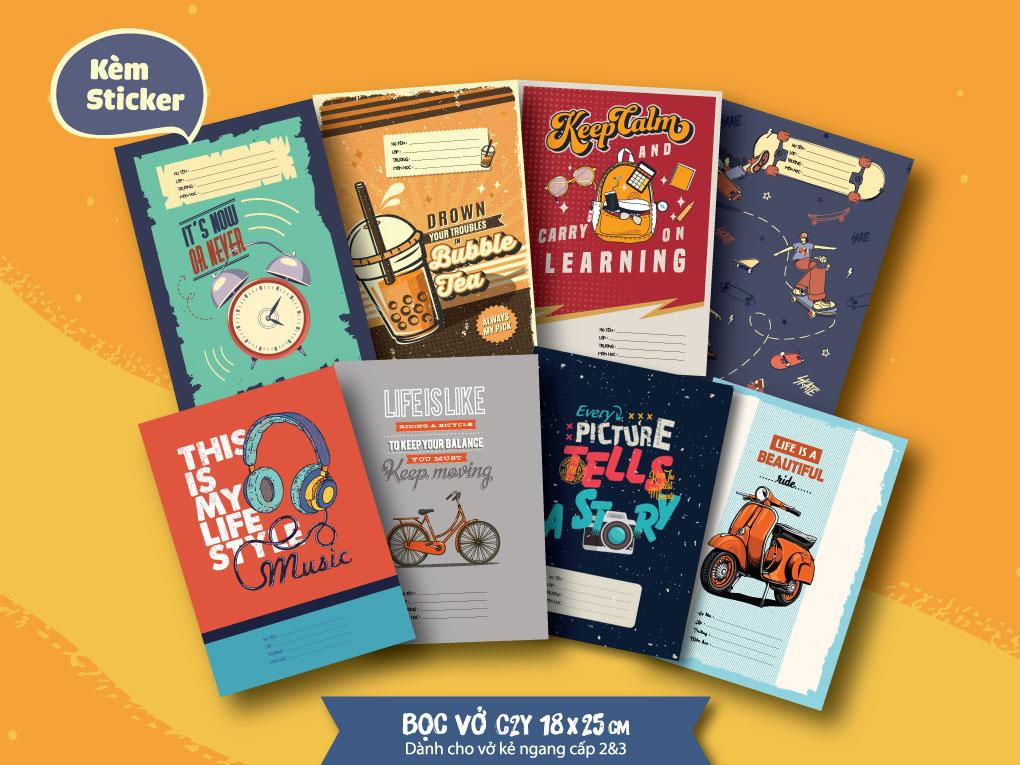Bọc vở cấp 2 - C2Y kèm sticker