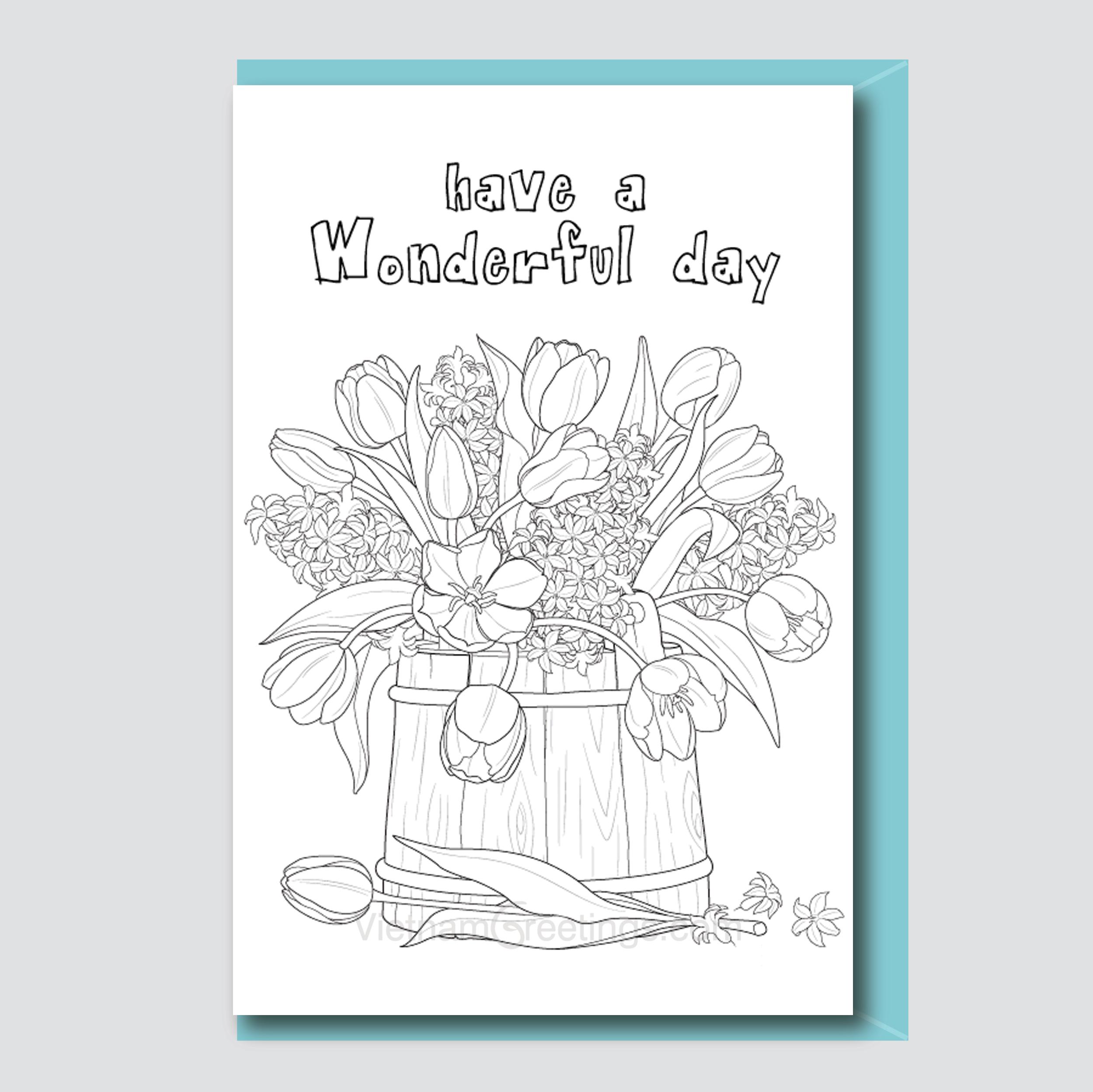 Thiệp tô màu have a wonderful day