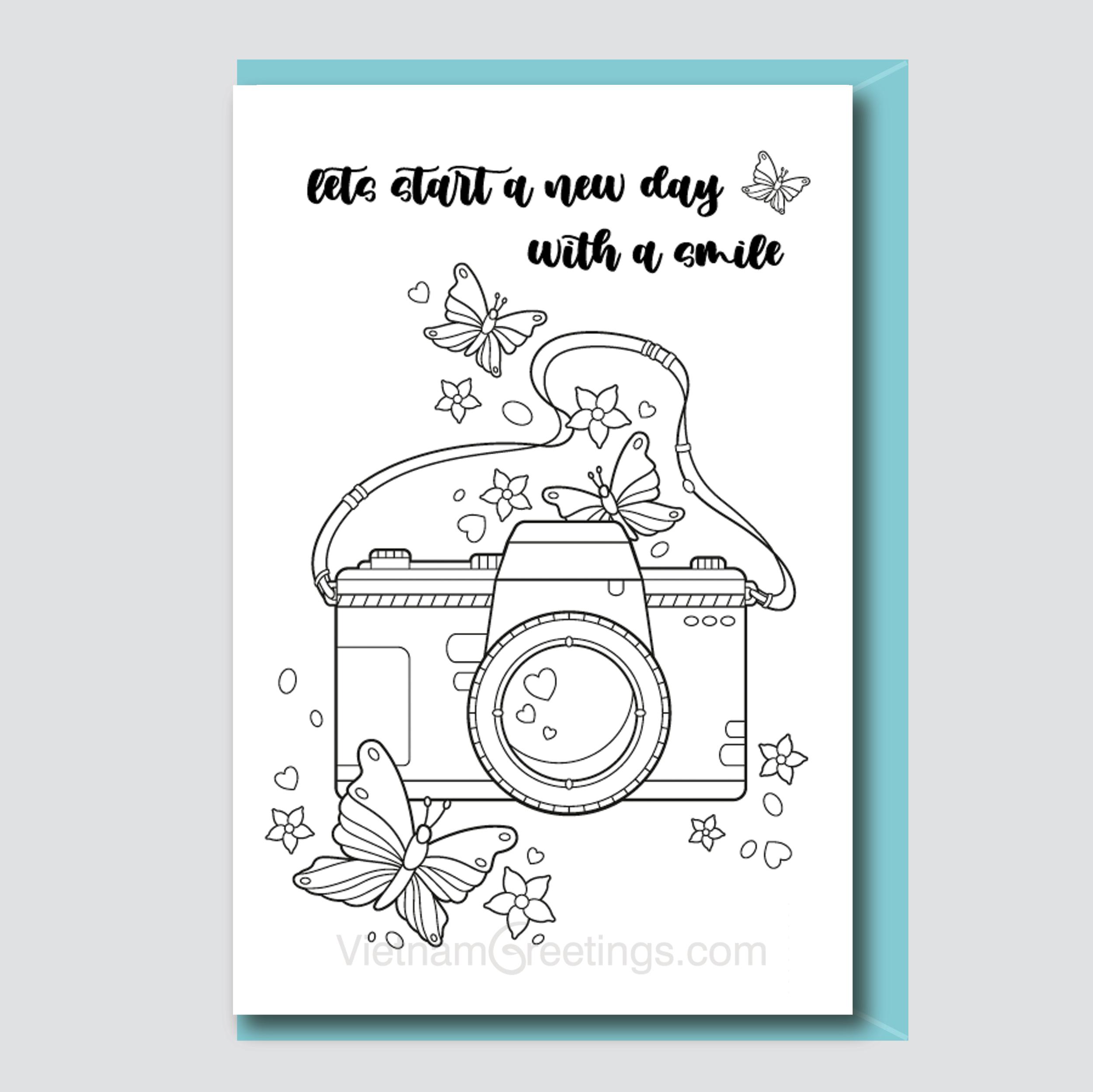 Thiệp tô màu dễ thương